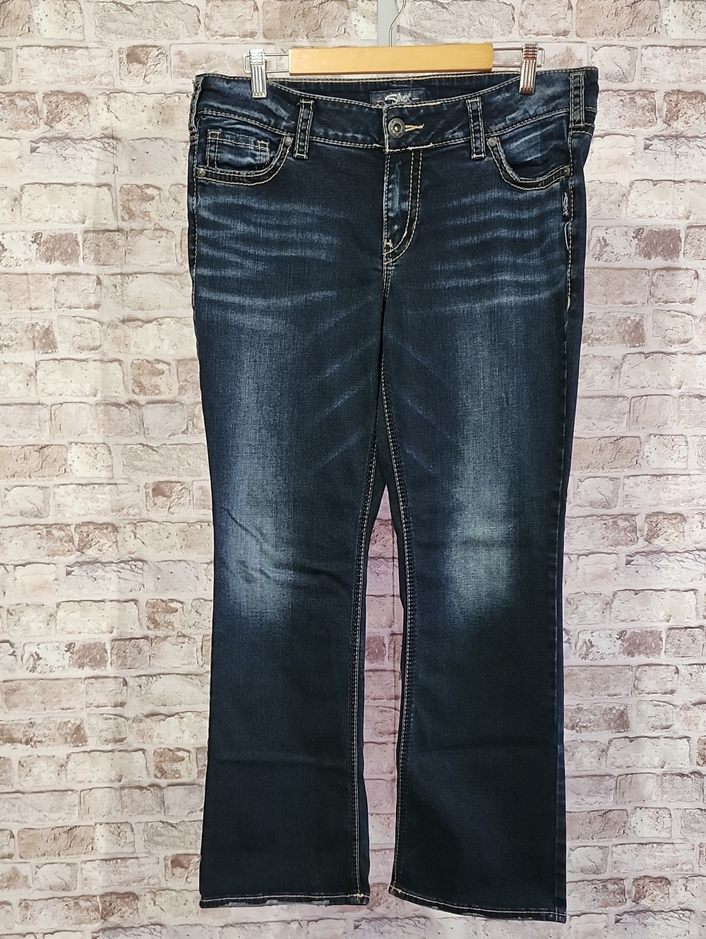 Silver Jeans Dark Indigo Bootcut with Faded Whisker Detail